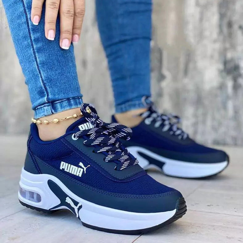 Tenis Sport Run color azul marino para mujer y hombre, diseño atlético con suela de cámara de aire para máximo confort diario